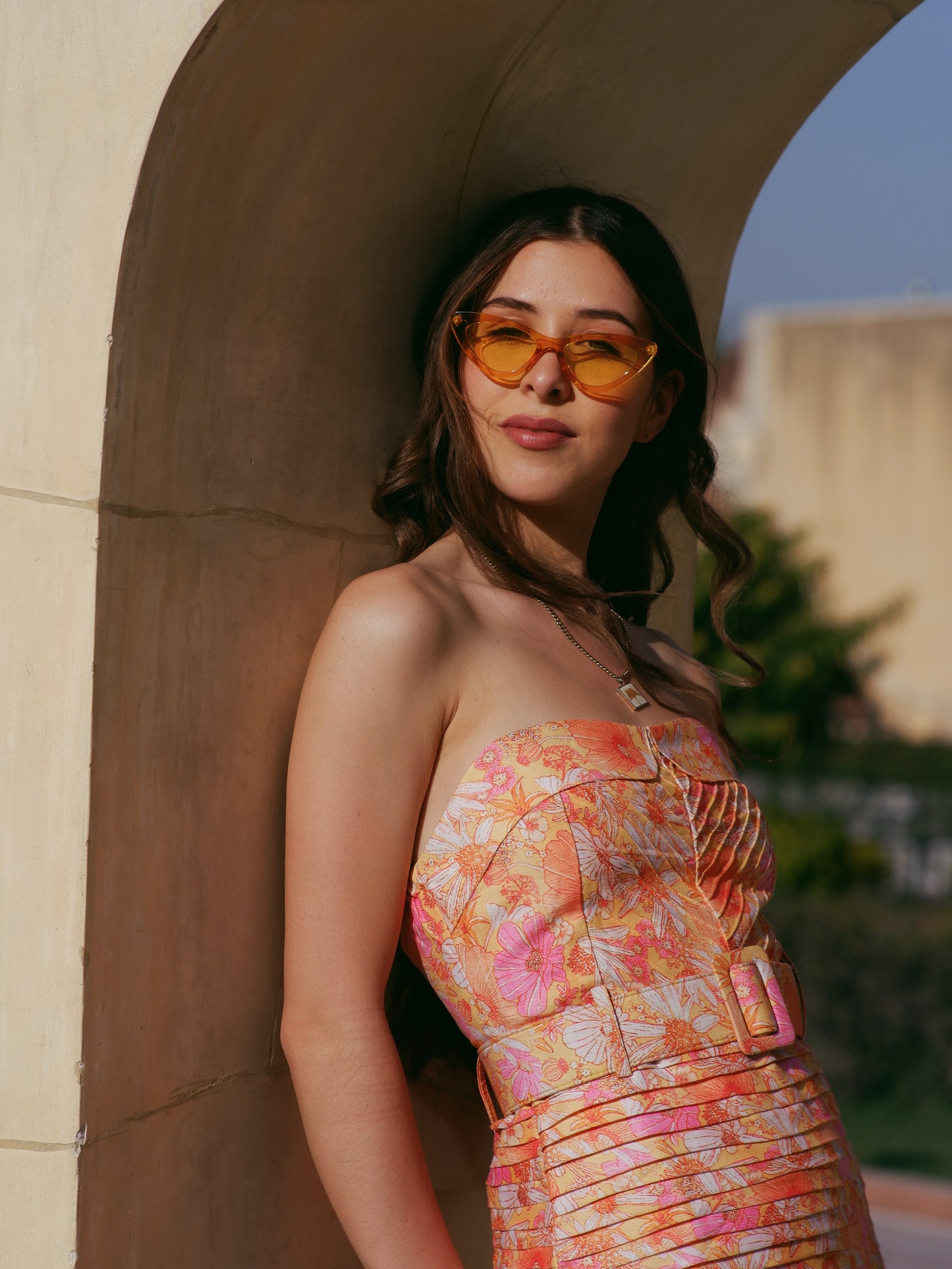 Marigold Floral Tube Dress