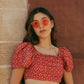 Rebecca Red Cropped Blouse