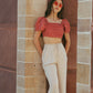 Rebecca Red Cropped Blouse